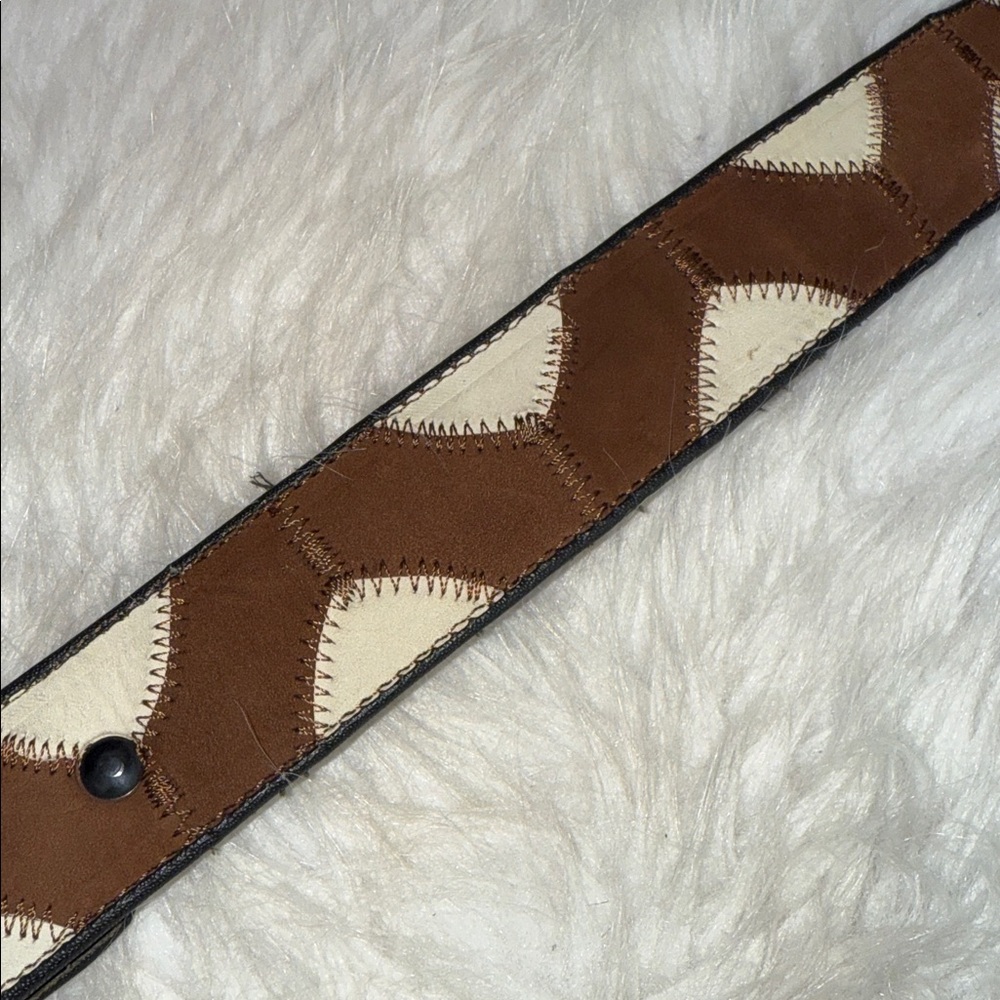 Two Tone Suede Patchwork Belt Unique Fun Rare Sta… - image 7